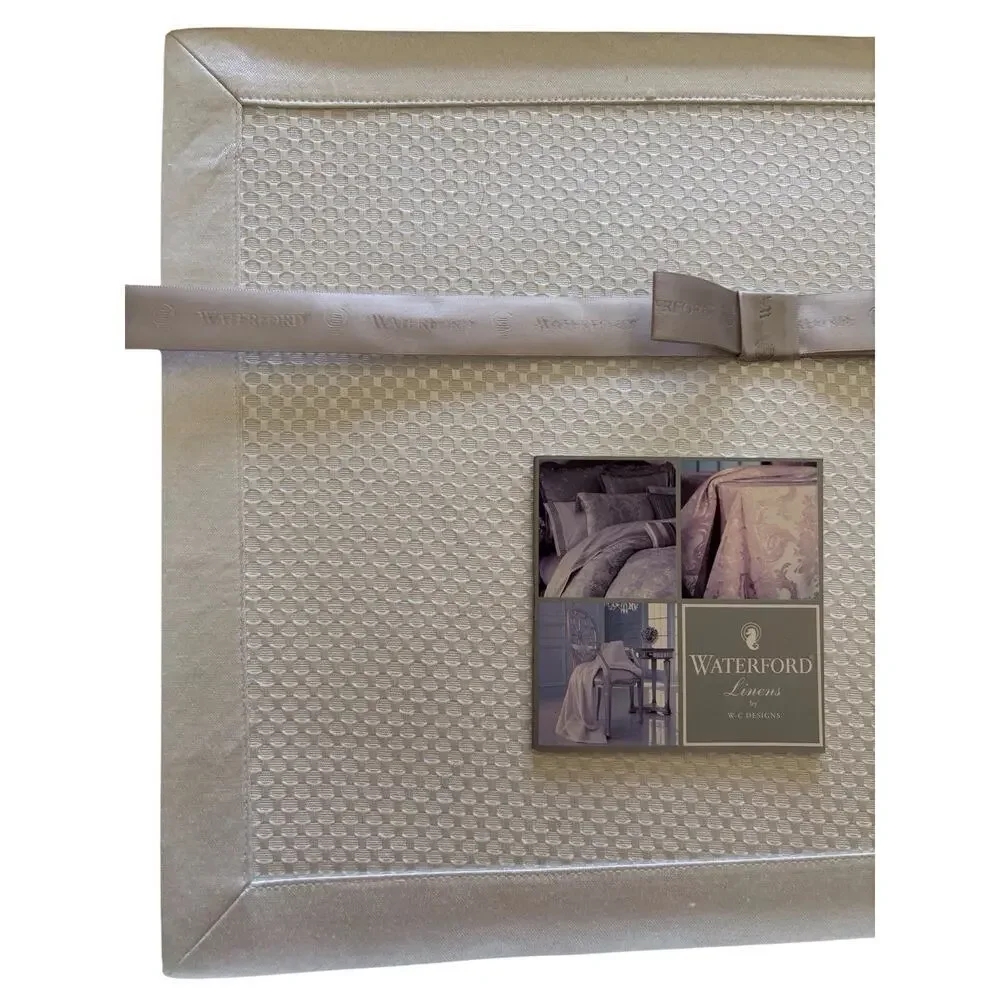 New in Box -4 Waterford Placemats Crosshaven White Satin Basketweave